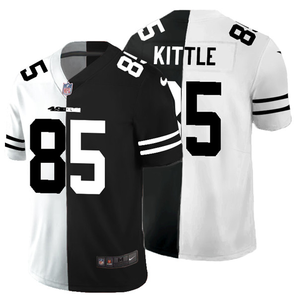 Men's San Francisco 49ers #85 George Kittle Black & White NFL Split Limited Stitched Jersey
